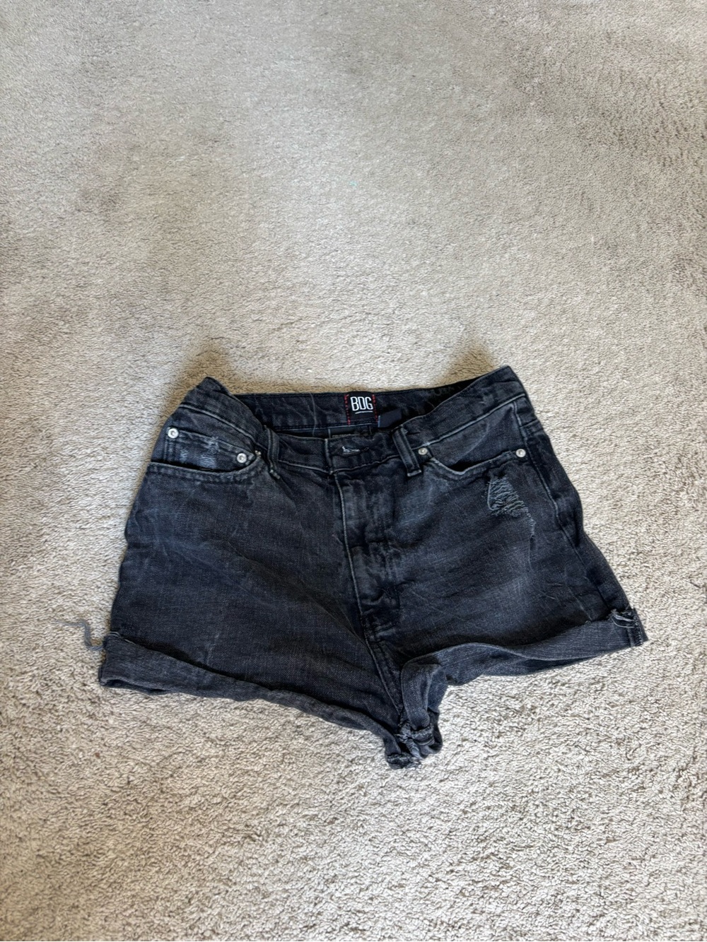BDG Black High-Rise Rolled Hem Denim Shorts